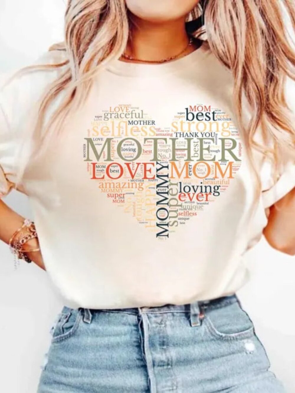 Mom Word Heart Shirt, Meaningful Mothers Day Gift, Loving Mom Tee